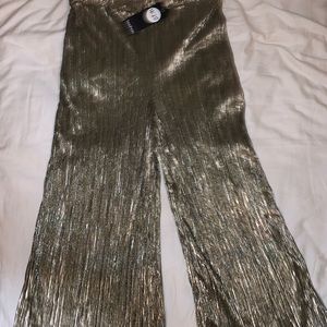 Boohoo Gold Wide Leg Pants